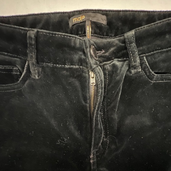 Maje Velvet Black Trousers Pants Jeans 34 XS Grunge Old Money Classic Basic - Picture 9 of 13